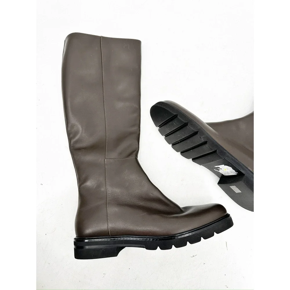 Stuart Weitzman Donna‎ to-the-knee Zip Boots Brown Leather 10 NEW